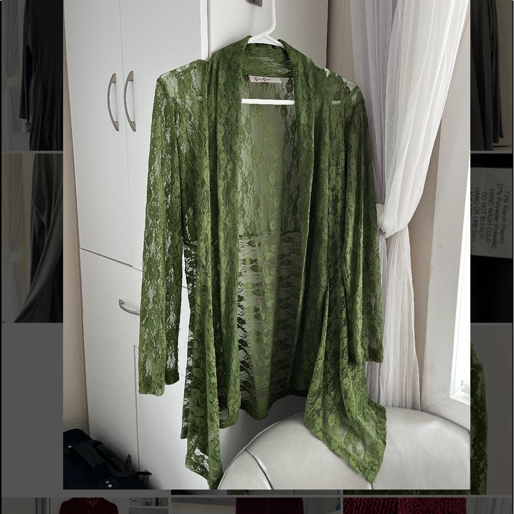 Elegant Lace Cardigan - Sage Green